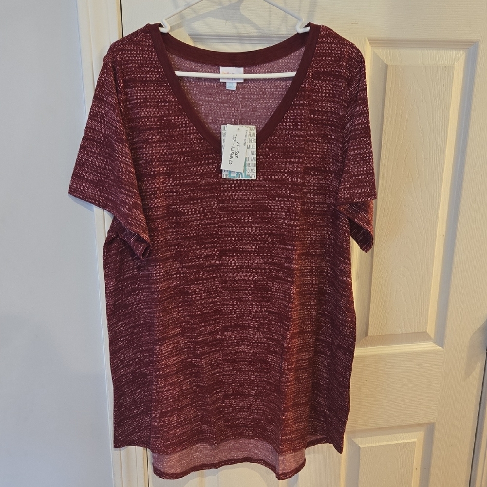 LuLaRoe Red Boxy Short Sleeve T-Shirt